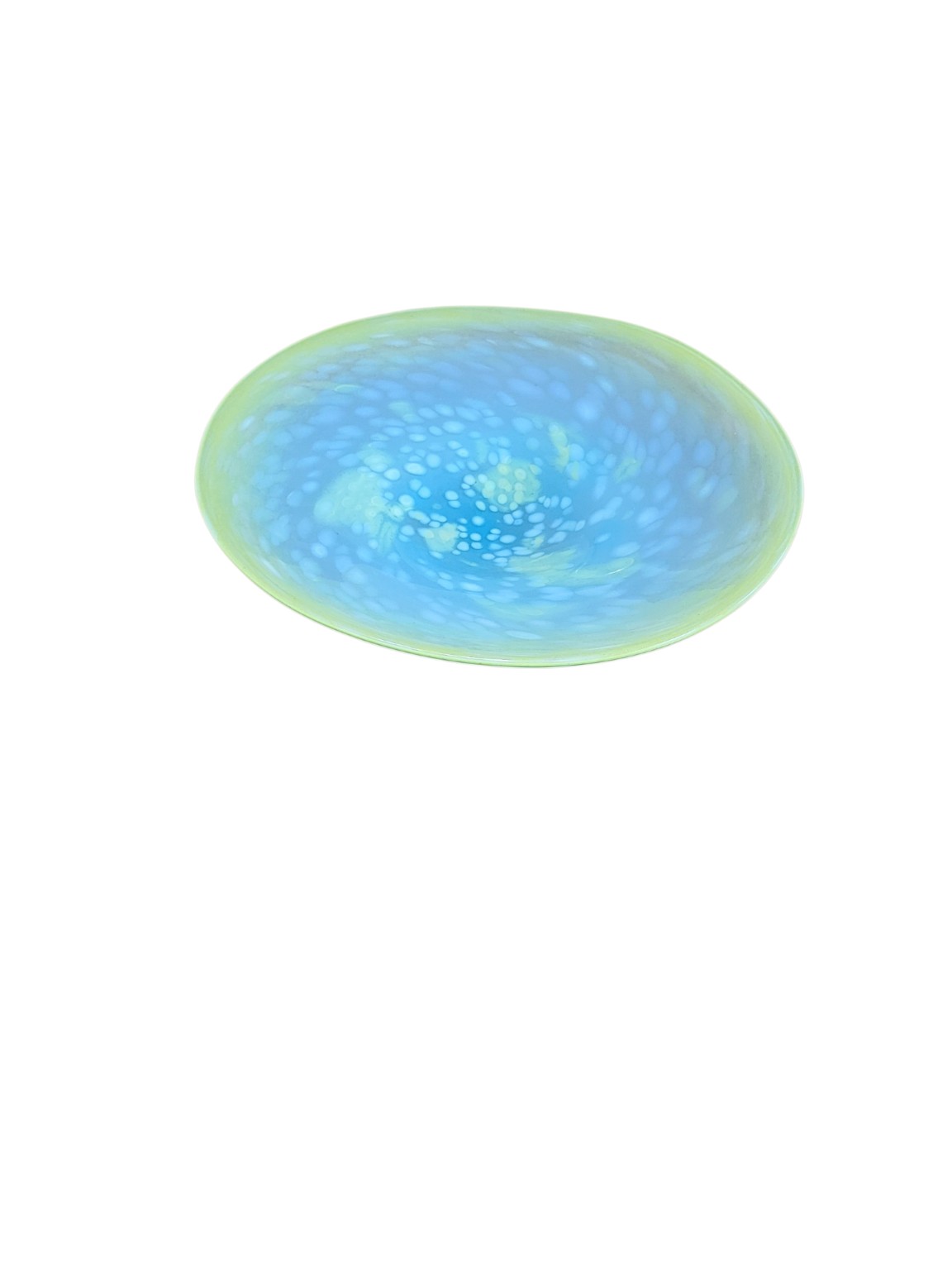 Hand-Blown Art Glass Bowl - Aqua Blue & Yellow Speckled