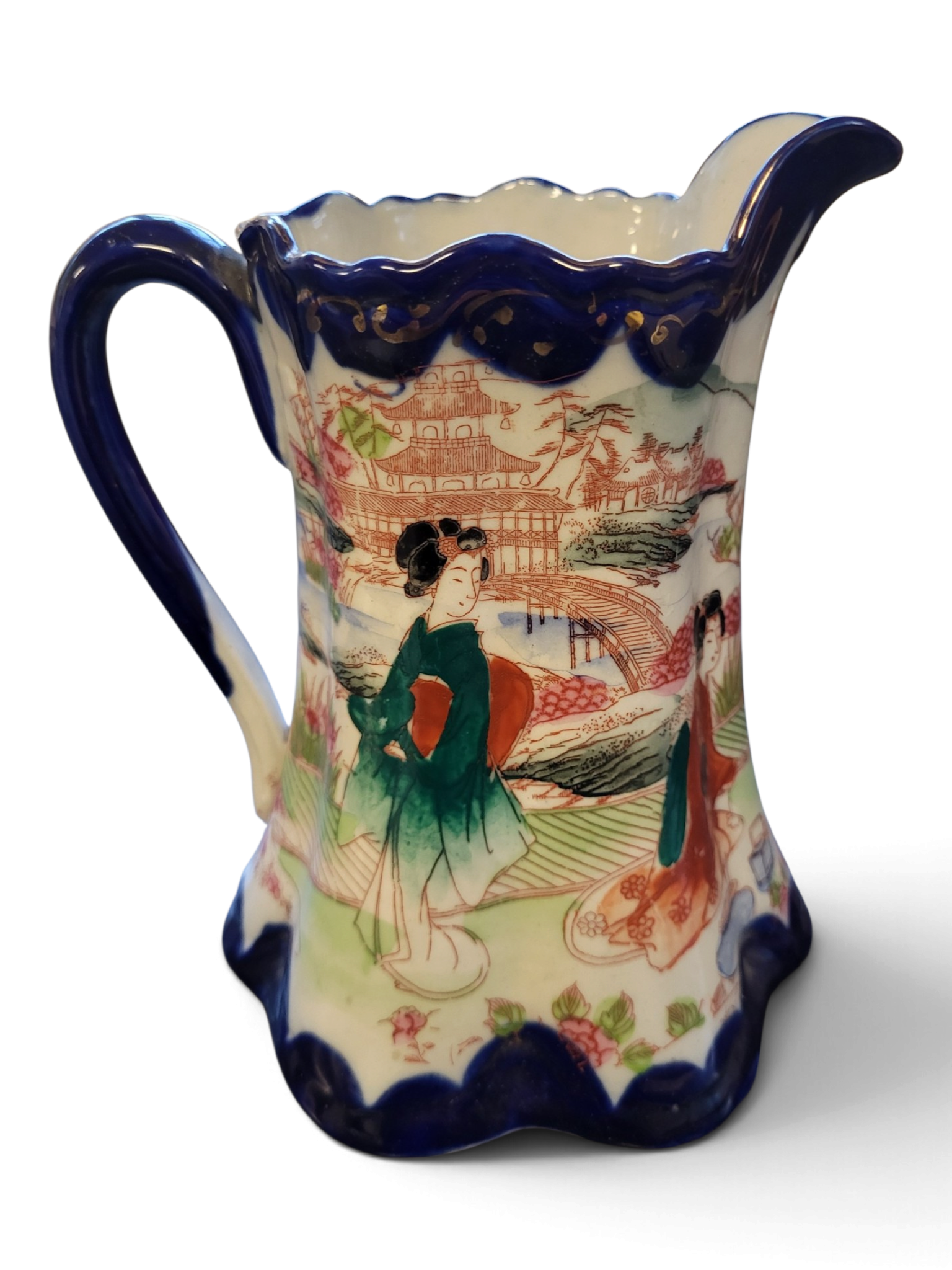 Vintage Japanese Geisha Porcelain Pitcher