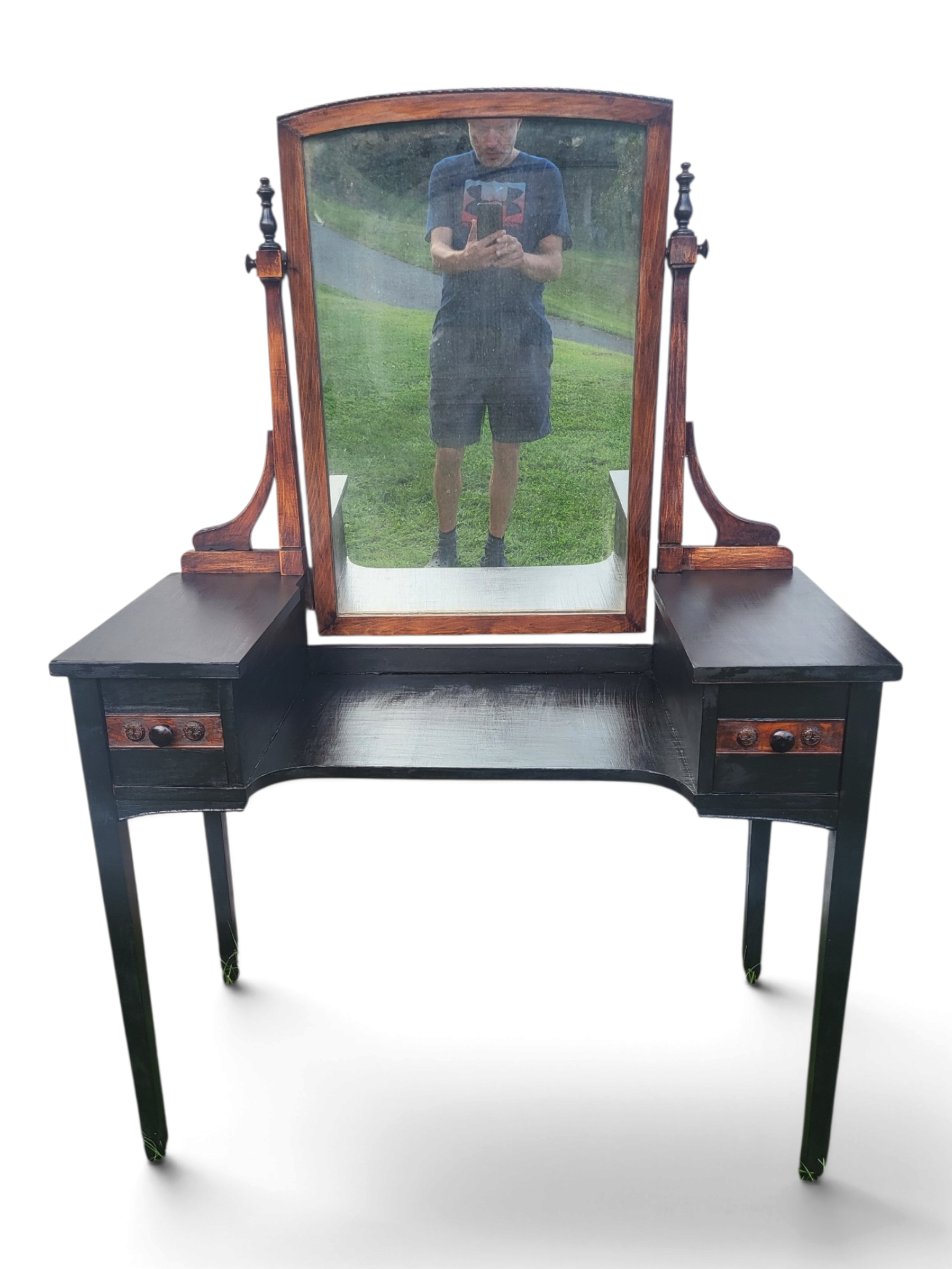 Vintage-Style Vanity Dressing Table with Swivel Mirror