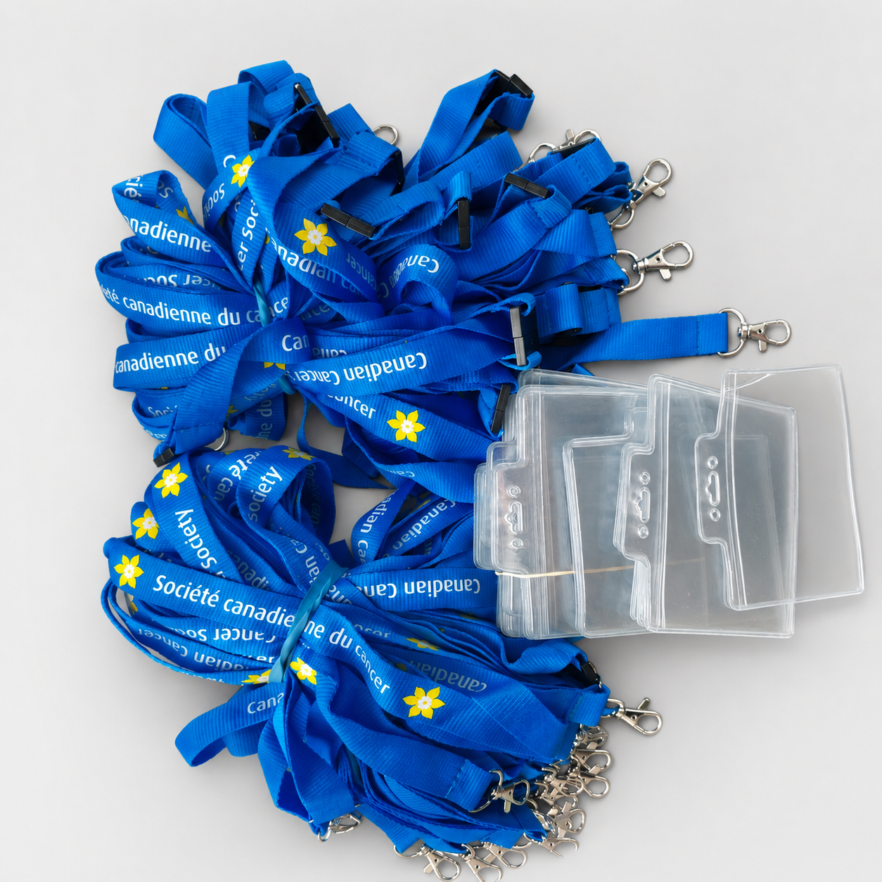 Canadian Cancer Society lanyards and clear badge holders lot
