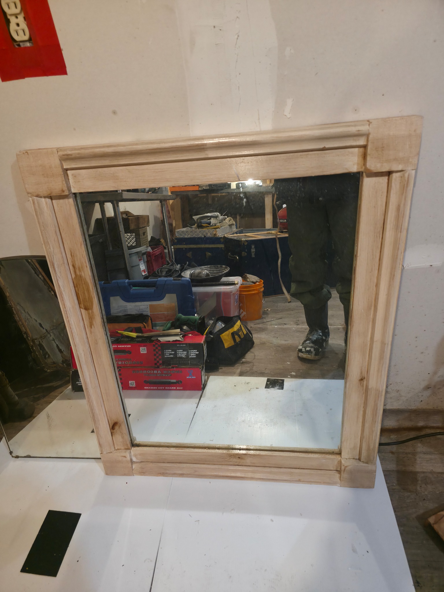 Light Wood Framed Wall Mirror