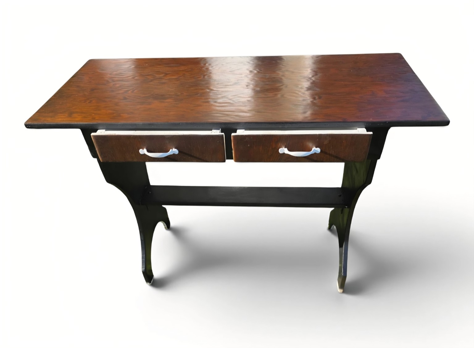 Vintage Wood Writing Table / Desk with Two Drawers